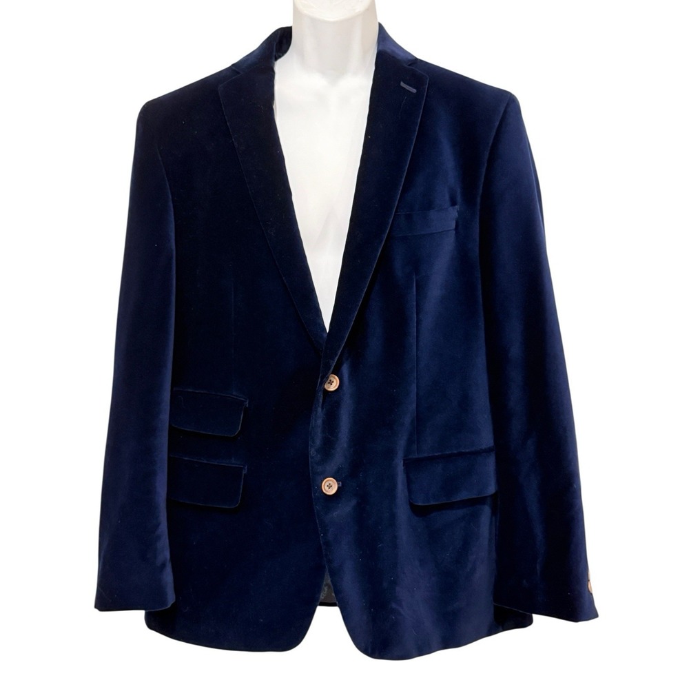 Tallia BlackVelvet 42R Floral Lined Luxe Blazer Sportcoat‎ Notch Collar 2 Button